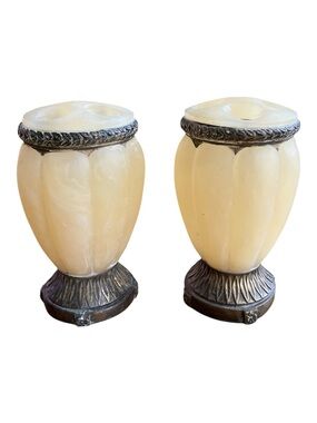 Vintage Pair of Cream Alabaster-Style Toothbrush Holders